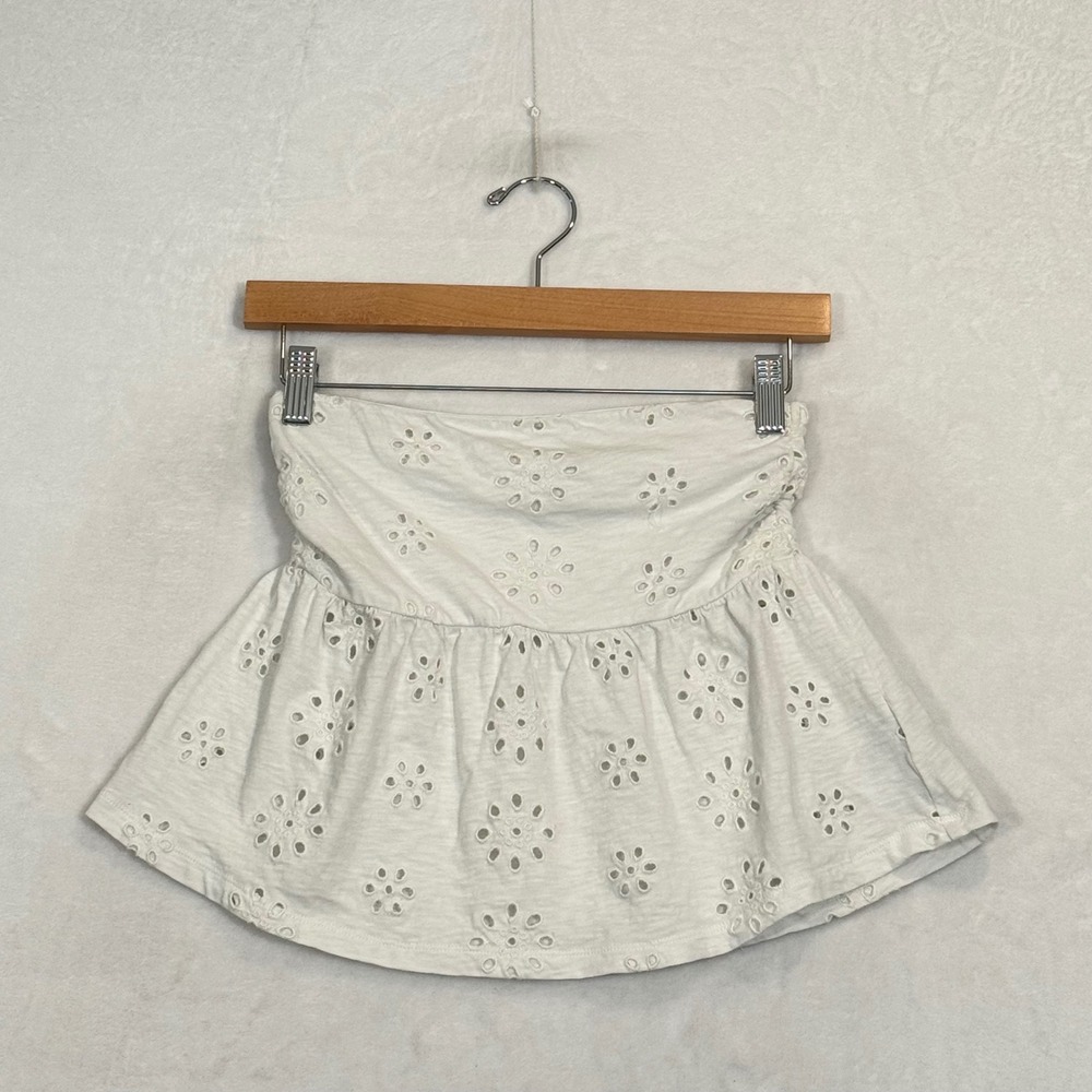 American Eagle White Eyelet Tube Top Small